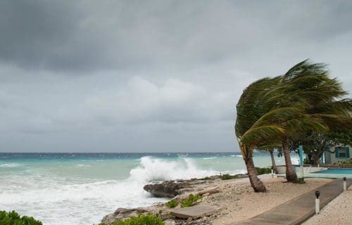 a hurricane is about to make landfall on a beach