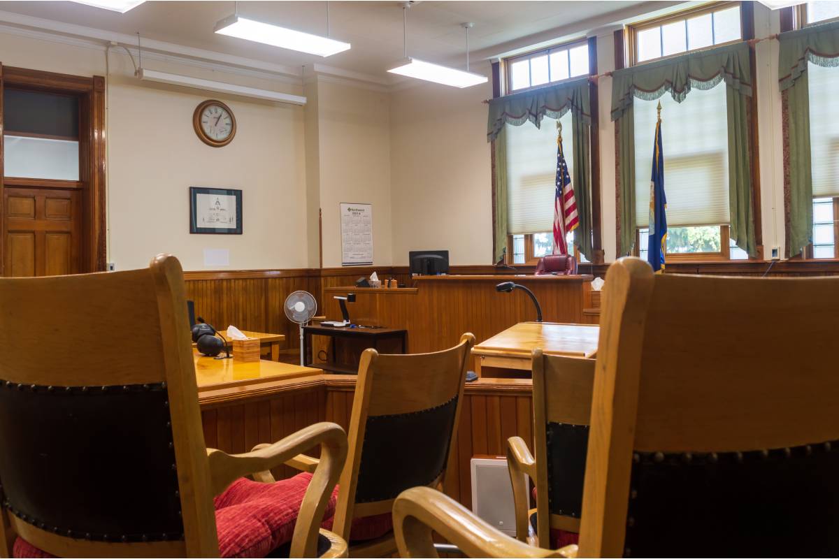 courthouse room with windows in the back