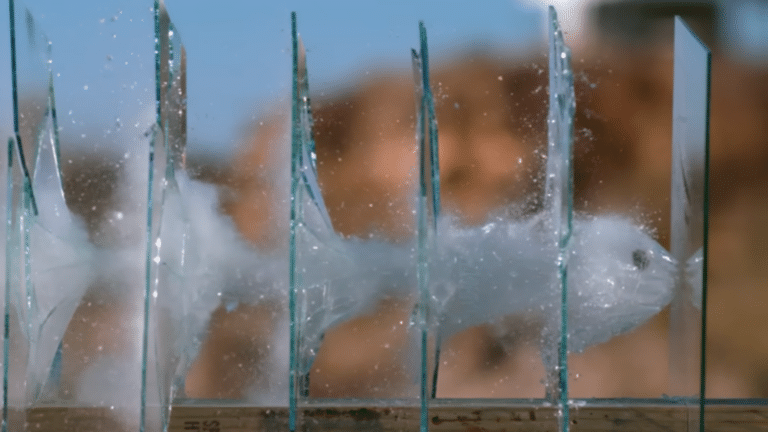 Bullet Passing Through Glass with Spall
