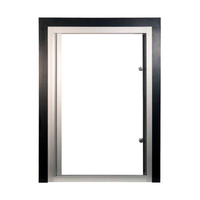 Sistema de ventanas con marco, bisagras y acristalamiento trasero