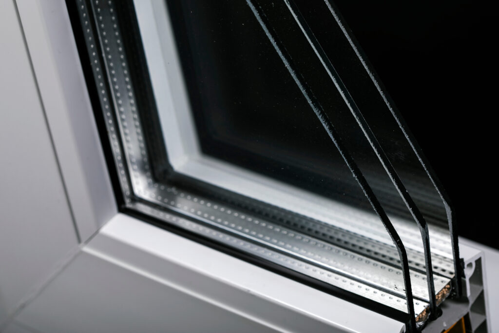 Fiberglass window profile with triple glazing