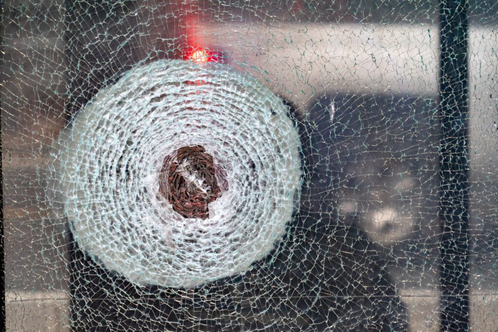 photo of bulletproof glass