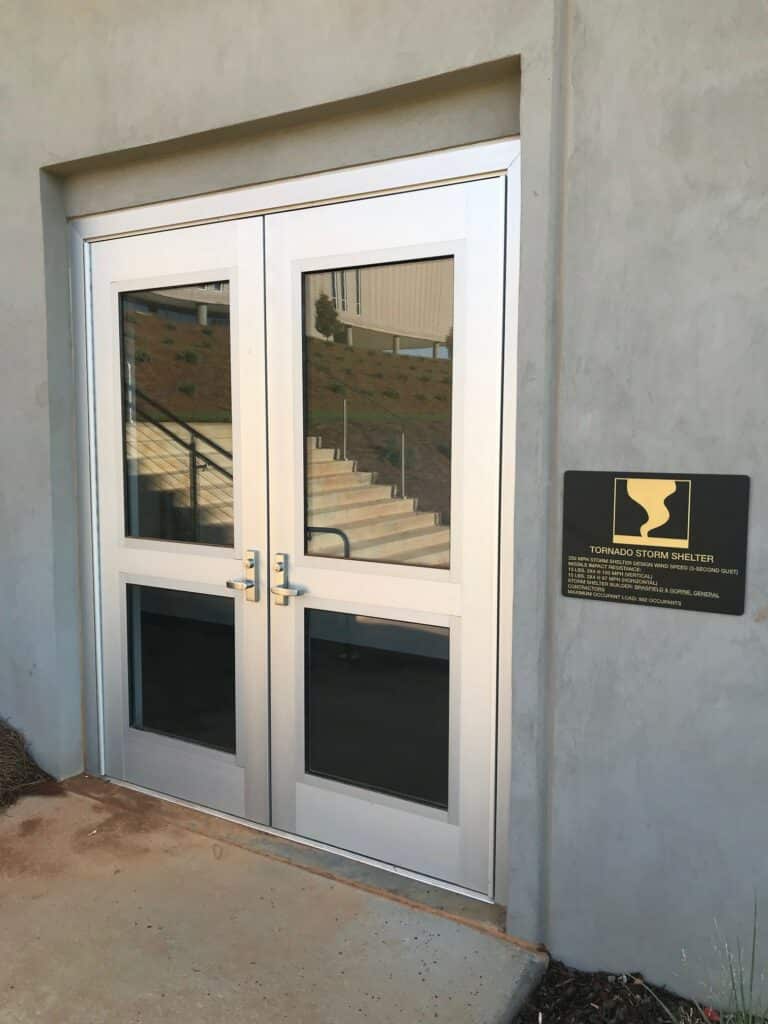 tornado shelter doors on a storm shelter